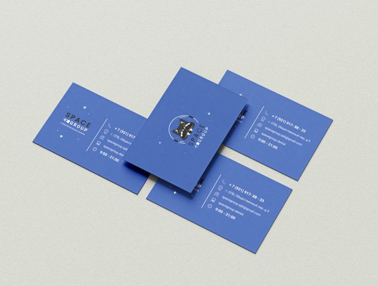 Стандартные визитки 90×50 мм на мелованной бумаге